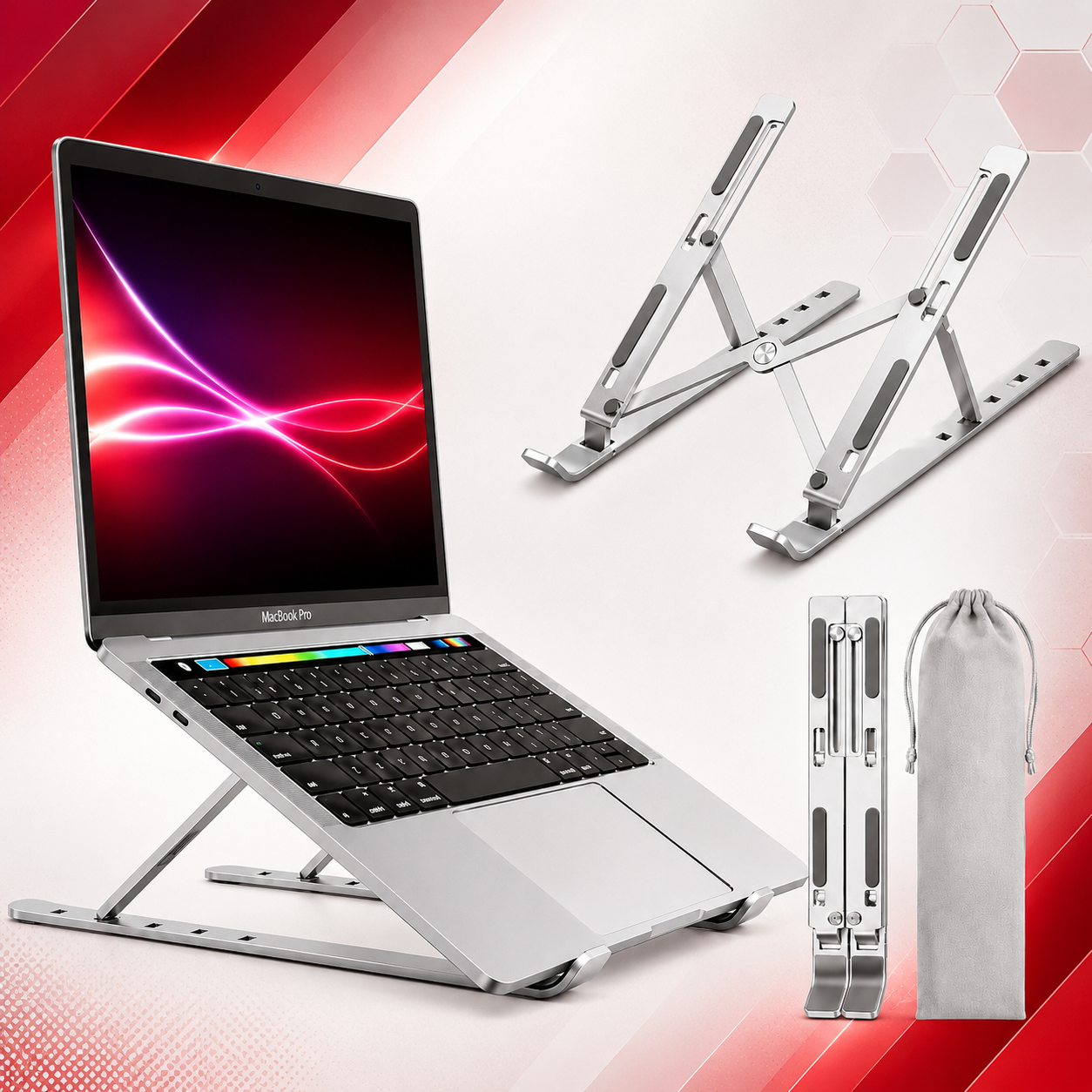 Adjustable Foldable Aluminum Laptop Stand – Ergonomic Portable Notebook Holder