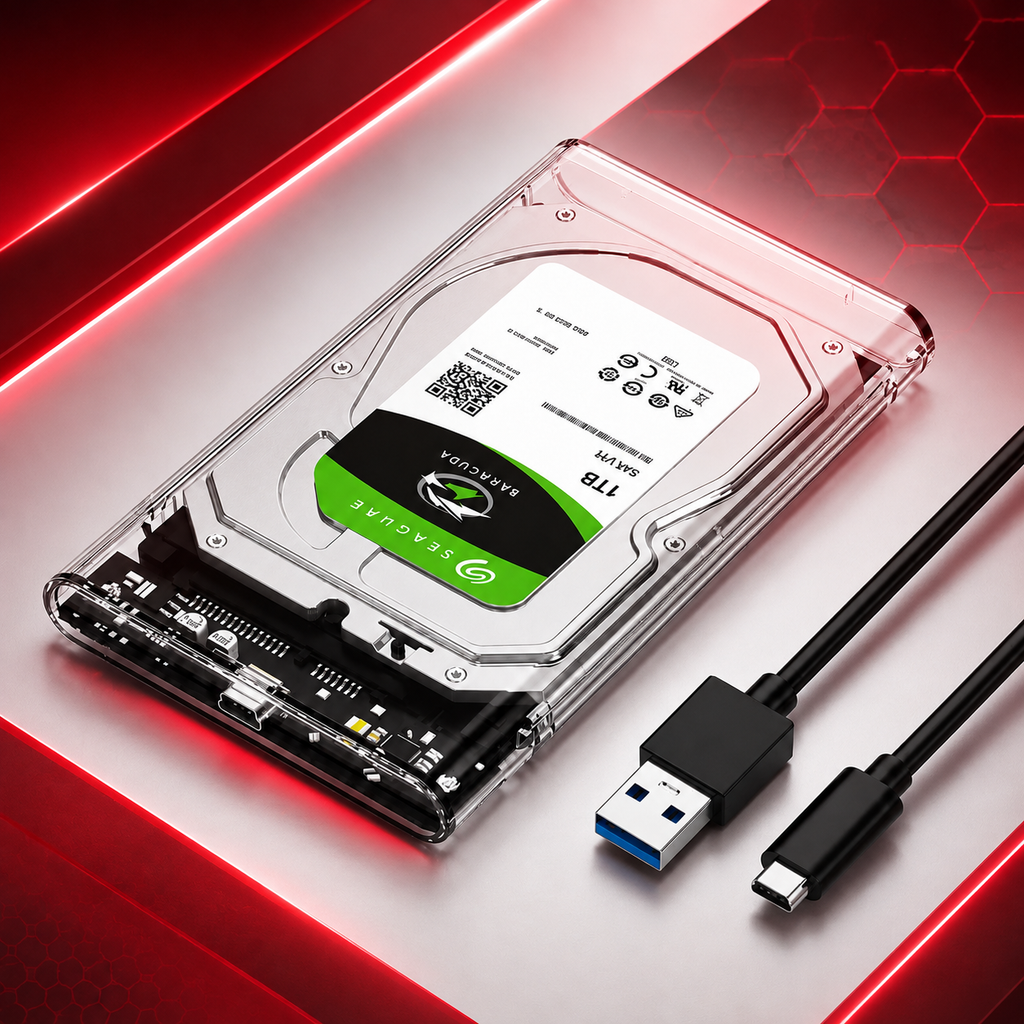 USB 3.0 External Hard Drive Enclosure Kit – 2.5” SATA HDD/SSD Case with High-Speed Data Cable