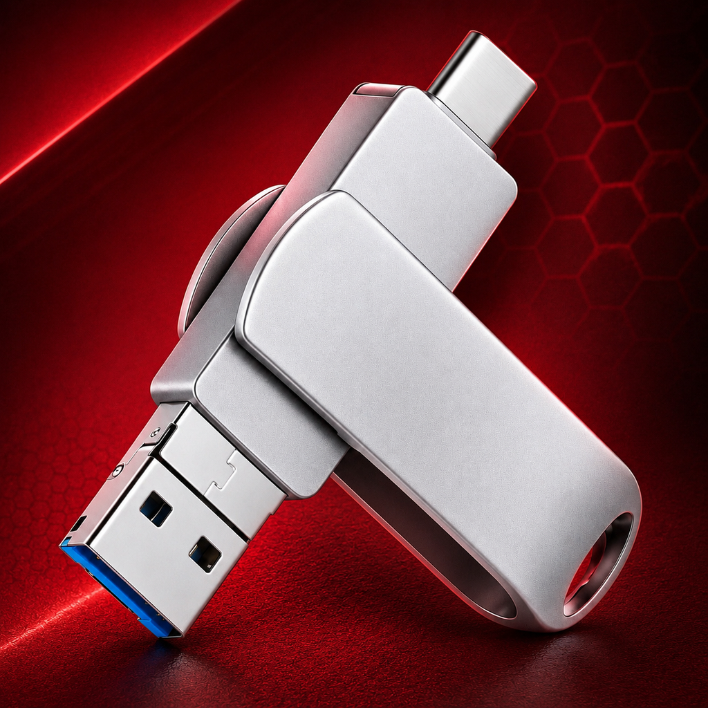 3-in-1 USB OTG Flash Drive – USB, Type-C & Lightning High-Speed Memory Stick