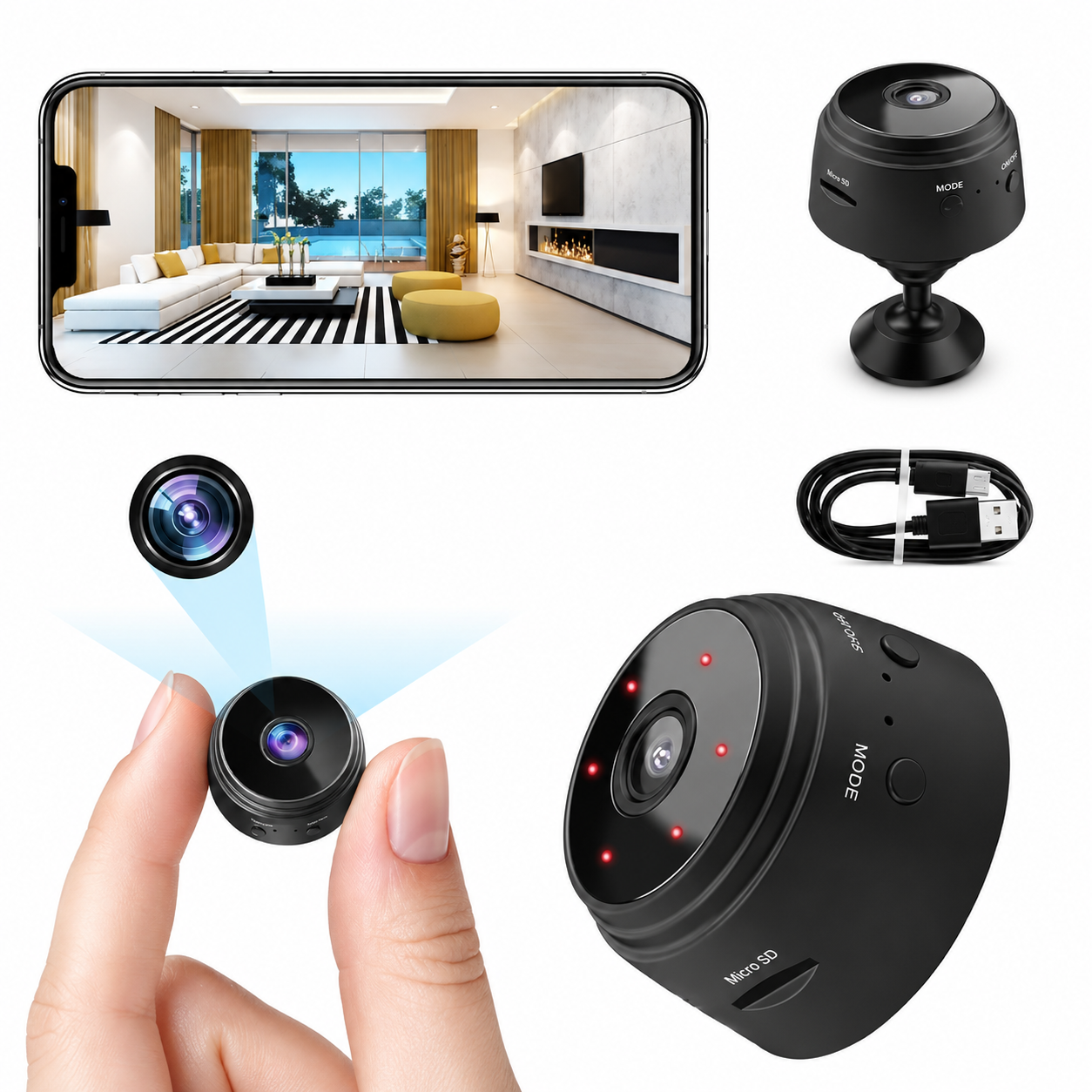 Mini WiFi HD Spy Camera – Wireless Indoor Security Camera with Night Vision & Motion Detection