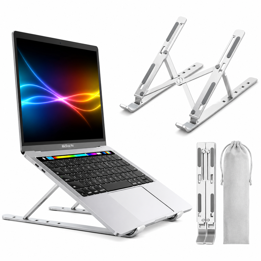 Adjustable Foldable Aluminum Laptop Stand – Ergonomic Portable Notebook Holder