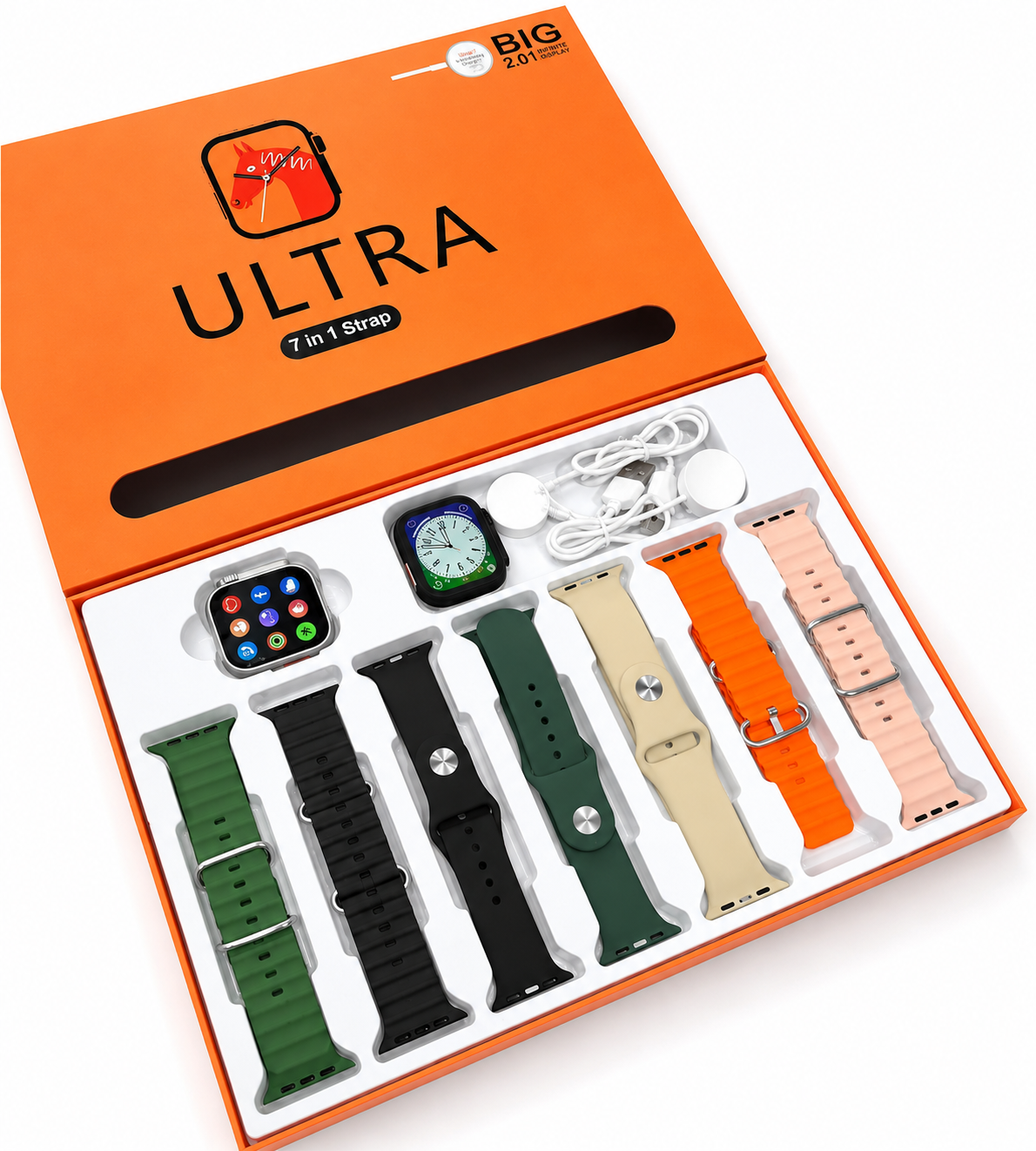 Ultra 7-in-1 Smart Watch Gift Set – Premium Smartwatch with 7 Interchangeable Straps