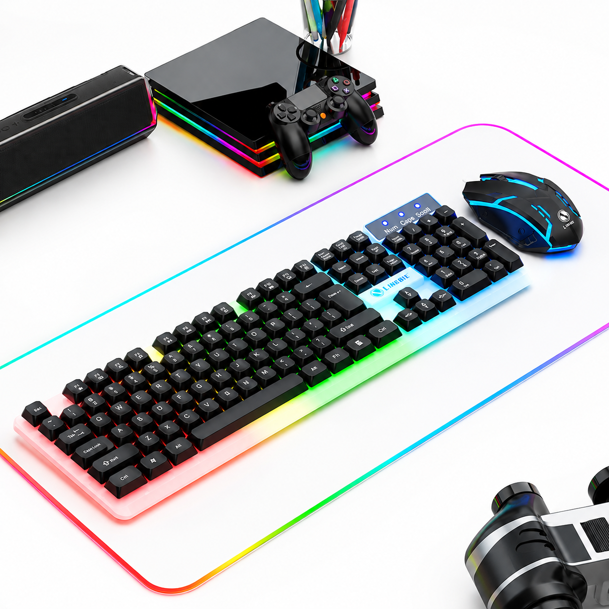 RGB Gaming Keyboard & Mouse Combo – LED Backlit Wired Gaming Set